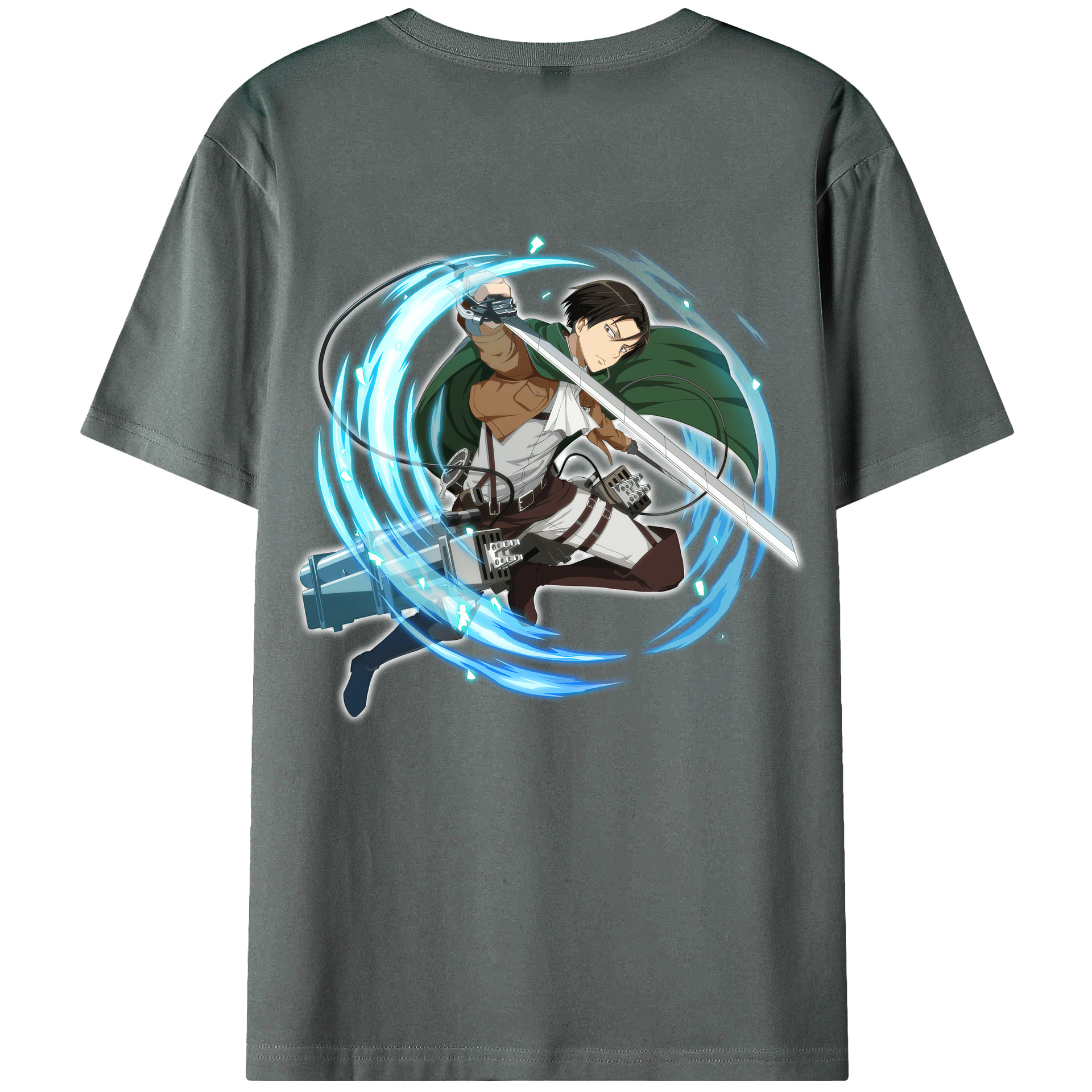 （画像用） 進撃の巨人 リヴァイ·アッカーマン Attack on Titan Levi Ackerman 綿100％ メンズ半袖Tシャツ（バックプリント） 通気性